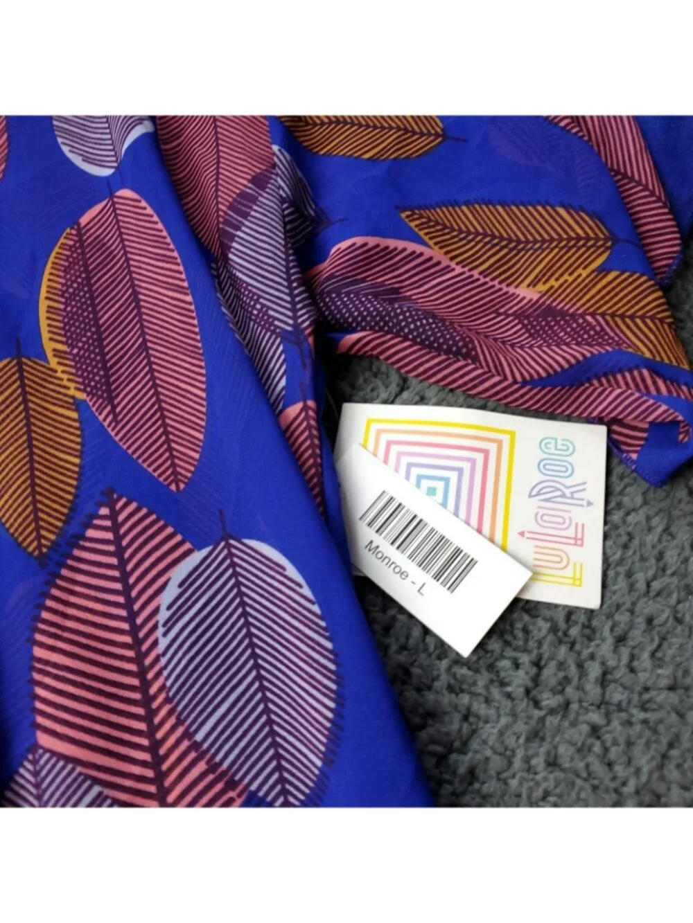 LulaRoe Monroe Kimono Cardigan Womens L Large Multicolor Fringe Floral Blue Pink